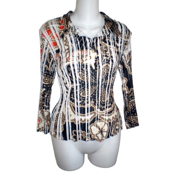 Kisca by Komarov Signature Pleats Top Blouse Retro Y2K~ sz 3 M - Picture 4 of 4